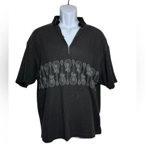 Hard Rock Cafe Vegas Guitar Print Polo Shirt Black Mens XL
